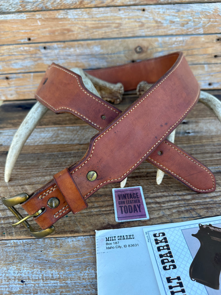 Milt Sparks 70s Idaho City Plain Brown Leather Competition Gun Belt 39.5 to 43"