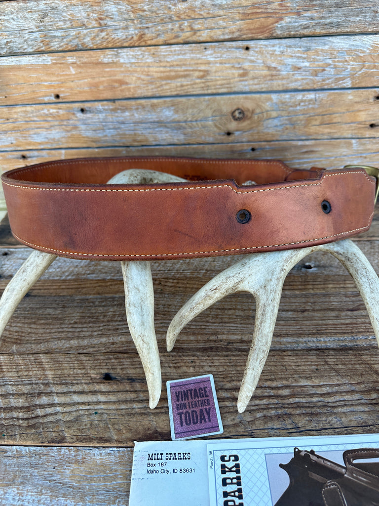 Milt Sparks 70s Idaho City Plain Brown Leather Competition Gun Belt 39.5 to 43"