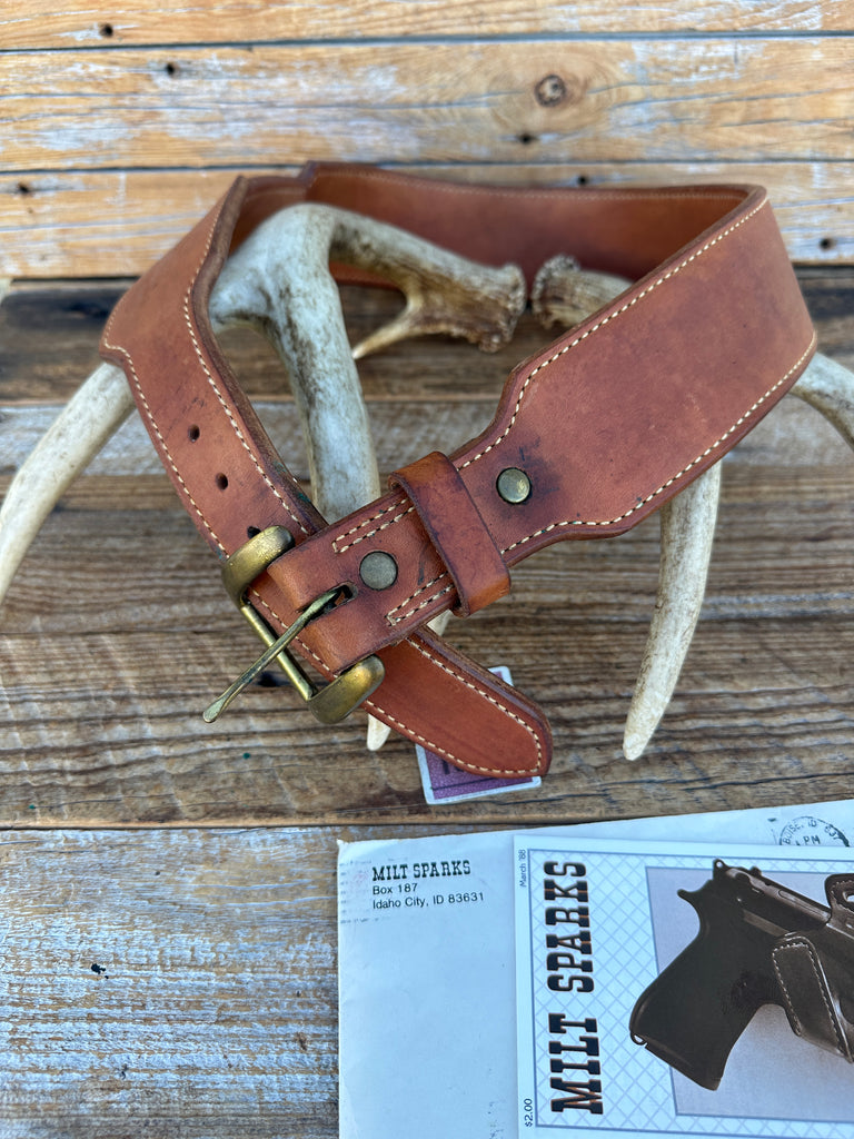 Milt Sparks 70s Idaho City Plain Brown Leather Competition Gun Belt 35 to 38.5"