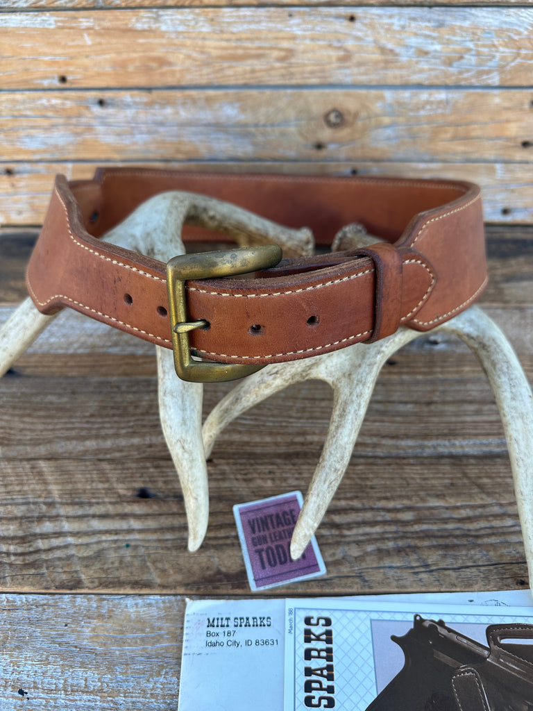 Milt Sparks 70s Idaho City Plain Brown Leather Competition Gun Belt 35 to 38.5"