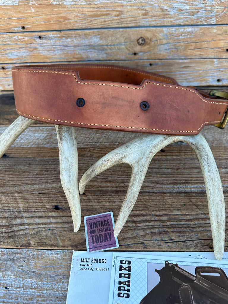 Milt Sparks 70s Idaho City Plain Brown Leather Competition Gun Belt 35 to 38.5"