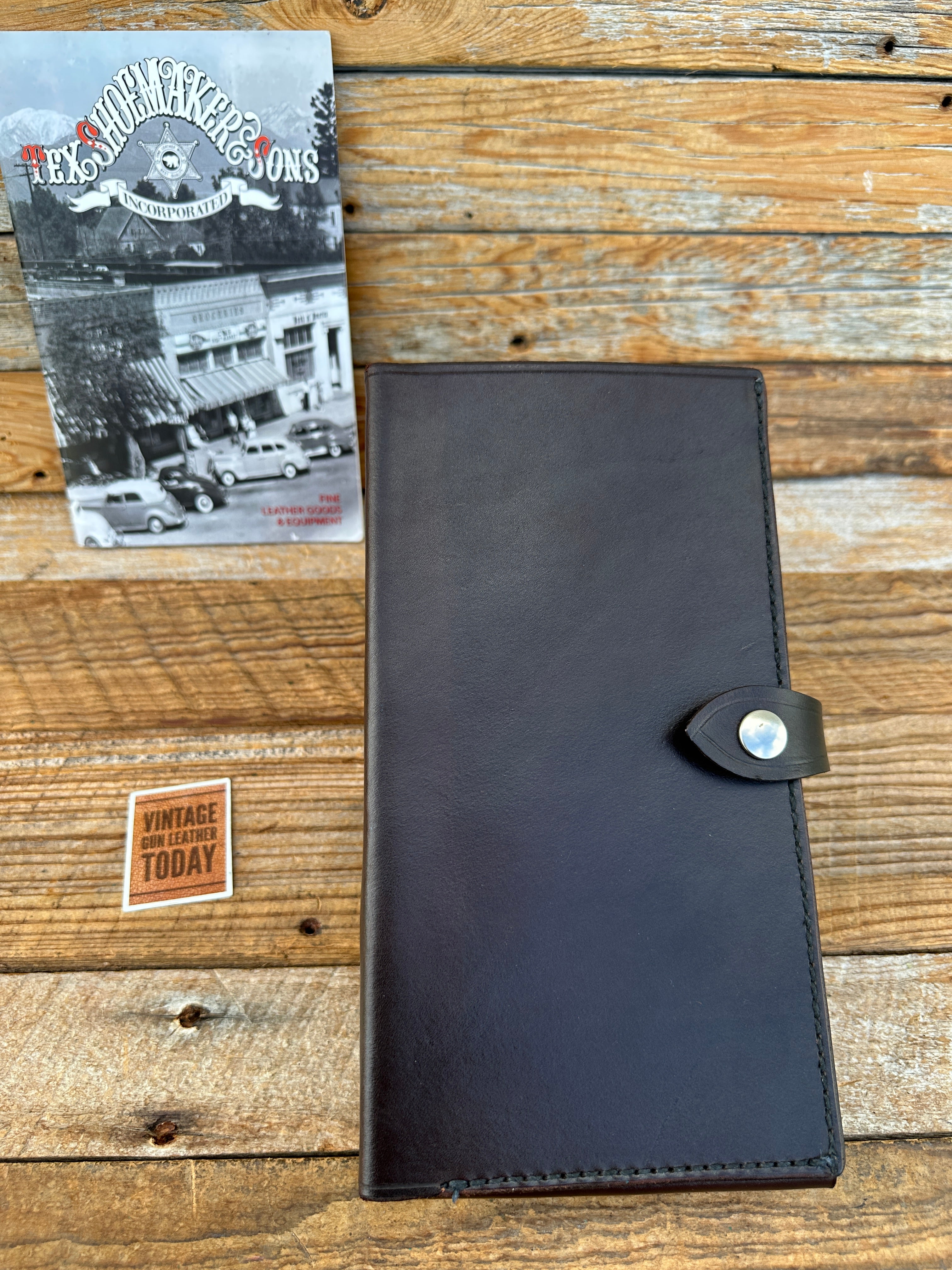 Vintage Tex Shoemaker 1970 1980 Brown Plain Leather Citation Book Hol vintagegunleather