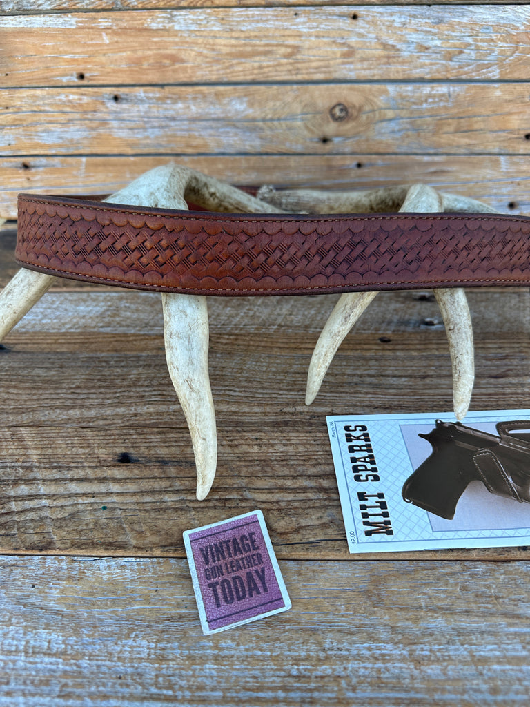 Vintage Milt Sparks Idaho City Brown Basket Leather Lined  Gun Belt 38.5" 40.5"