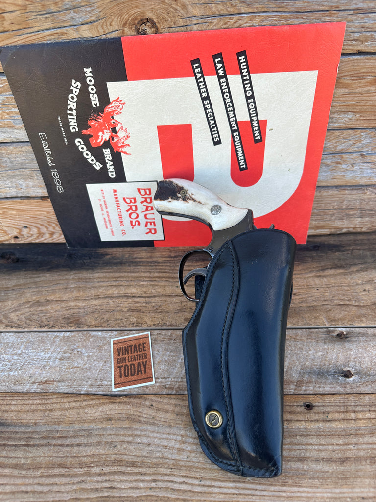 Vintage Brauer Brothers D 34 Black Leather OWB Holster for S&W K L N Revolver 4"