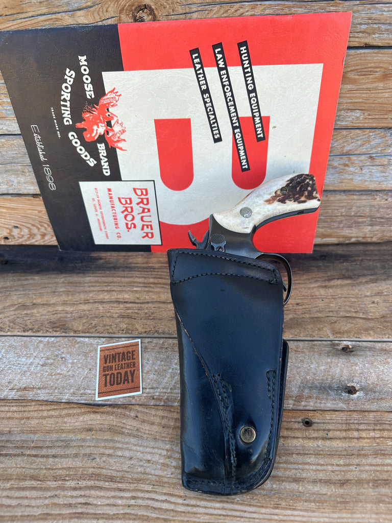 Vintage Brauer Brothers D 34 Black Leather OWB Holster for S&W K L N Revolver 4"