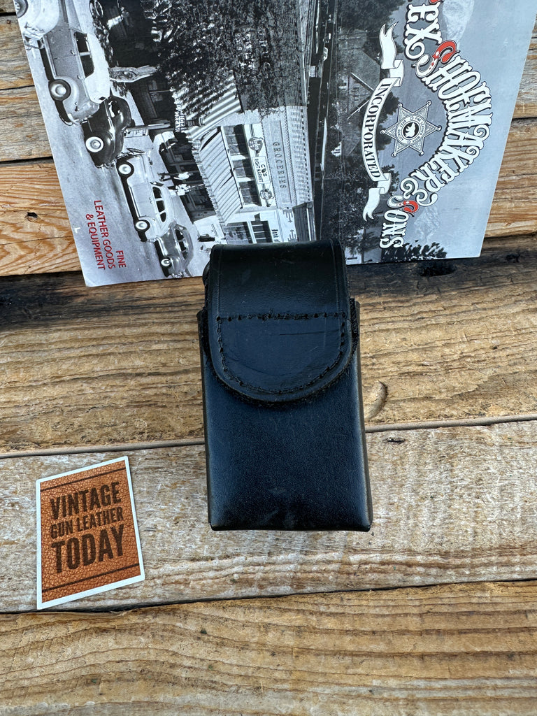 Vintage Tex Shoemaker Plain Black  Leather Multi Use Case 3.75" x 2" x 1.25"