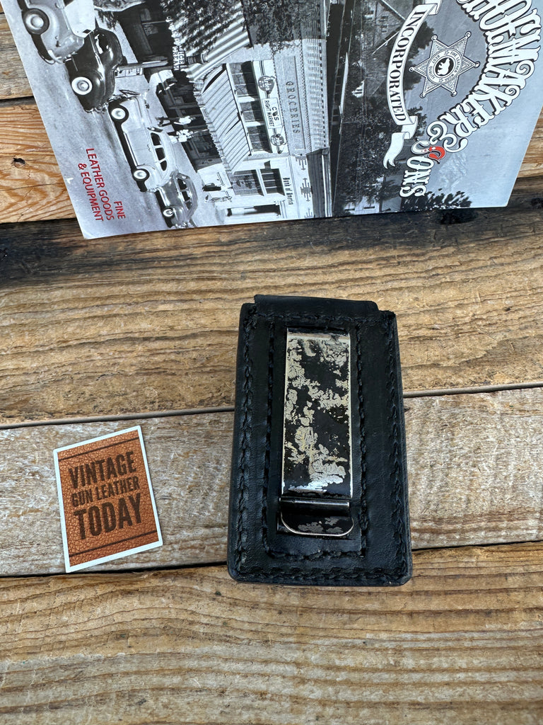 Vintage Tex Shoemaker Plain Black  Leather Multi Use Case 3.75" x 2" x 1.25"