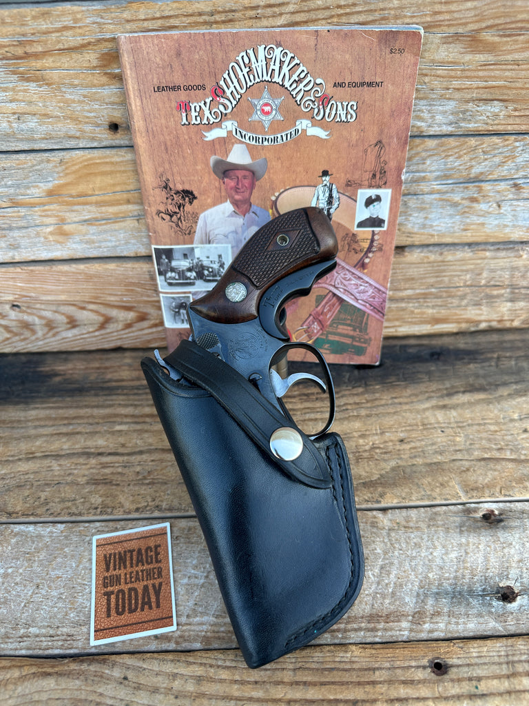Vintage Tex Shoemaker Black Leather OWB Holster For S&W Mod 36 Chiefs Special 2"