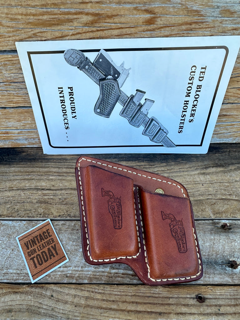 Vintage Ted Blocker Brown Leather Double Magazine Carrier For Colt 45 1911