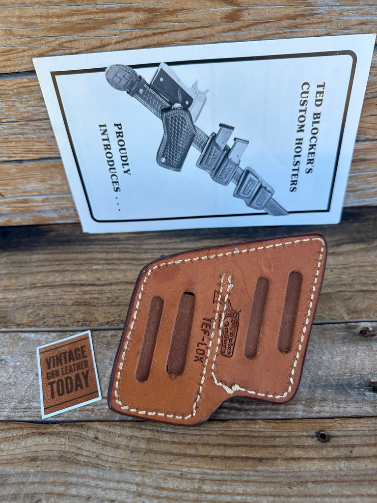Vintage Ted Blocker Brown Leather Double Magazine Carrier For Colt 45 1911
