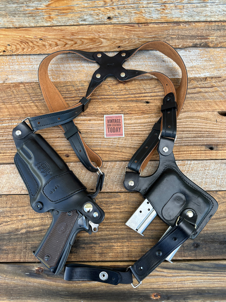 Custom Tauris Black Leather Shoulder Holster Rig For Colt 45 1911 5" Government
