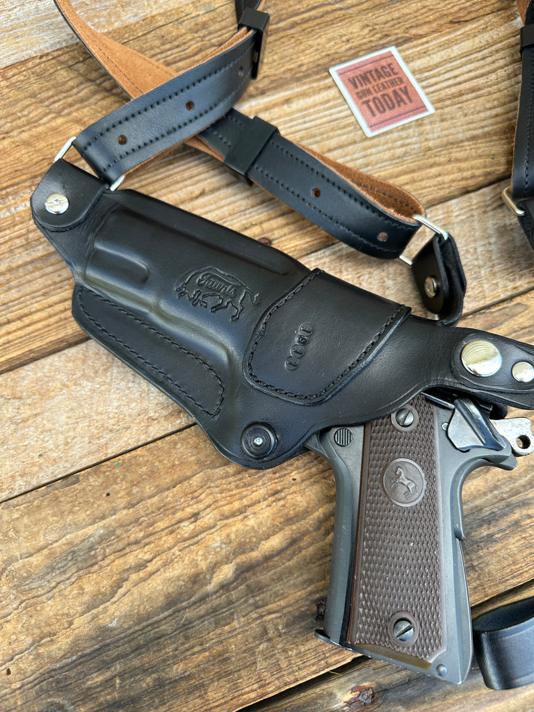 Custom Tauris Black Leather Shoulder Holster Rig For Colt 45 1911 5" Government