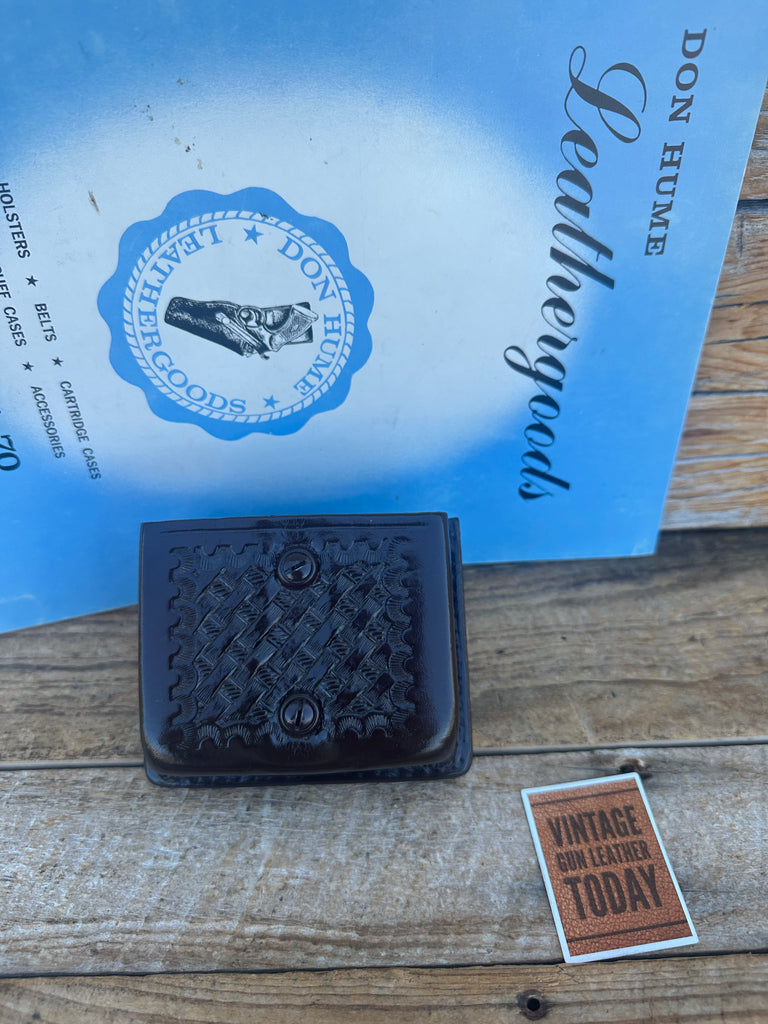 Vintage Don Hume Fairfax Brown Basket Leather Open Top Double Magazine Carrier