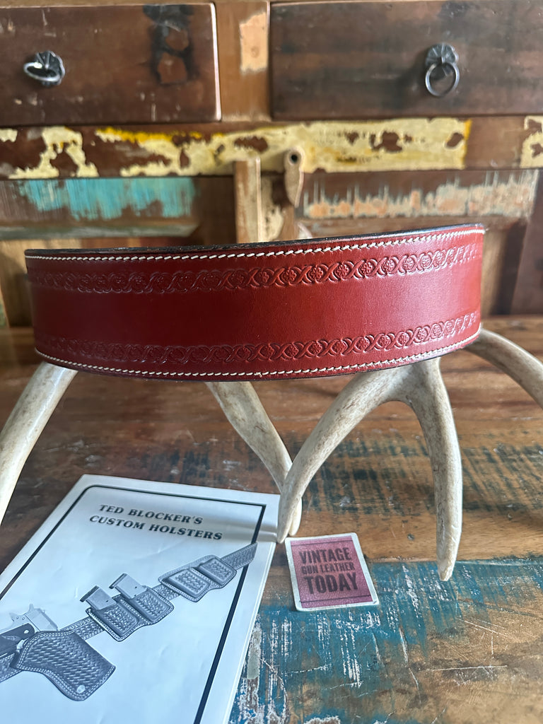 Ted Blocker Western Brown Leather Leather Lined Border Stamped Gun Belt SZ 42