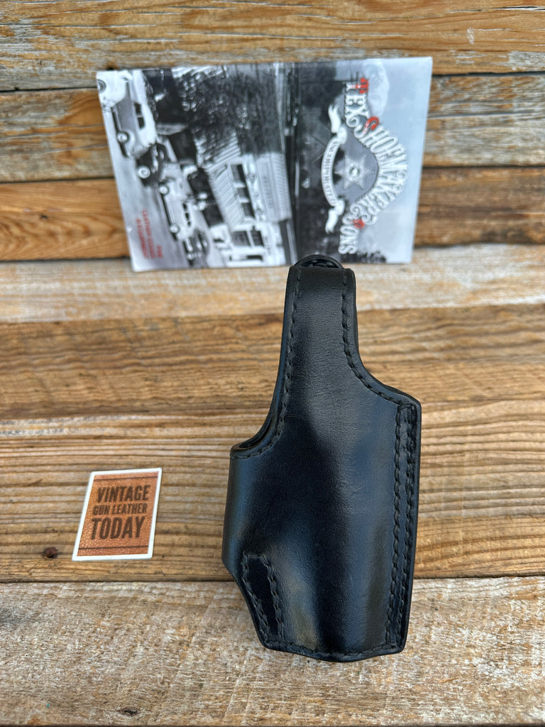 Vintage Tex Shoemaker Black Basket Leather Lined OWB For Mauser HSC Auto