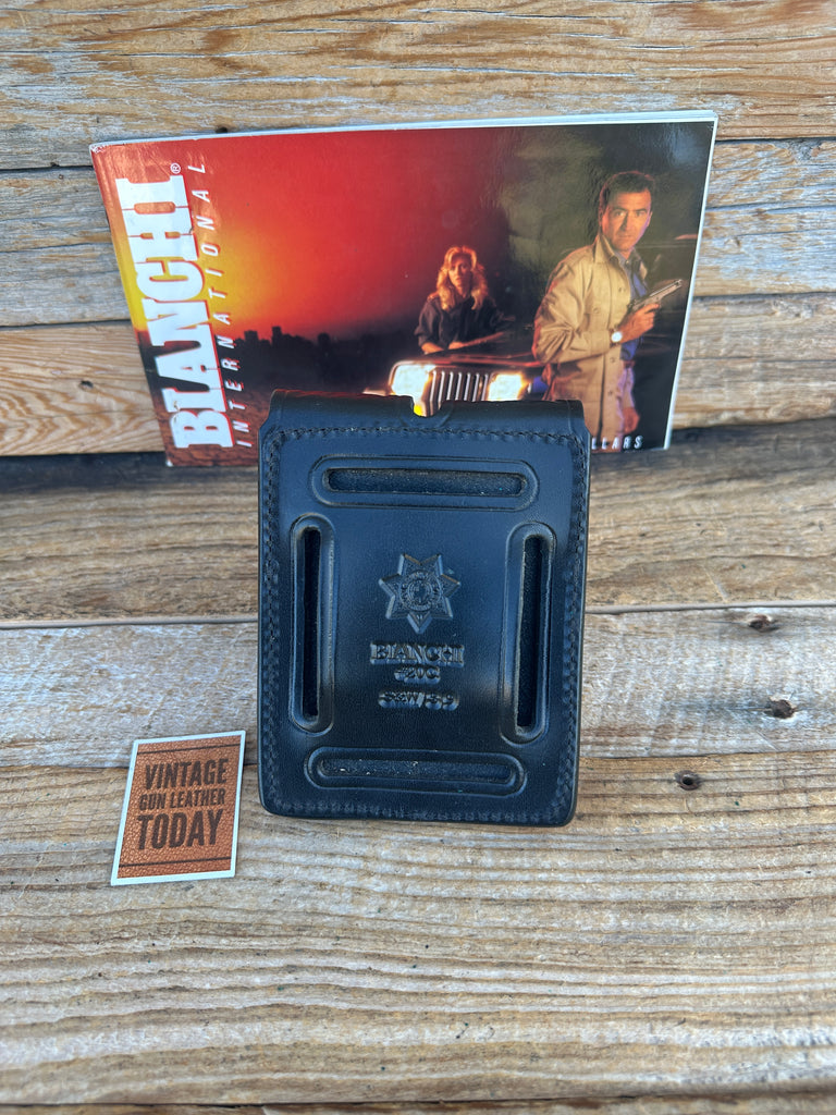 Vintage Bianchi Black #20C Leather Double Magazine Carrier For S&W 39