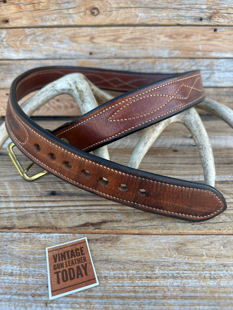 Vintage Earnie Hill Speed Brown Leather Fancy Stitched Lined Gun Belt SZ 40