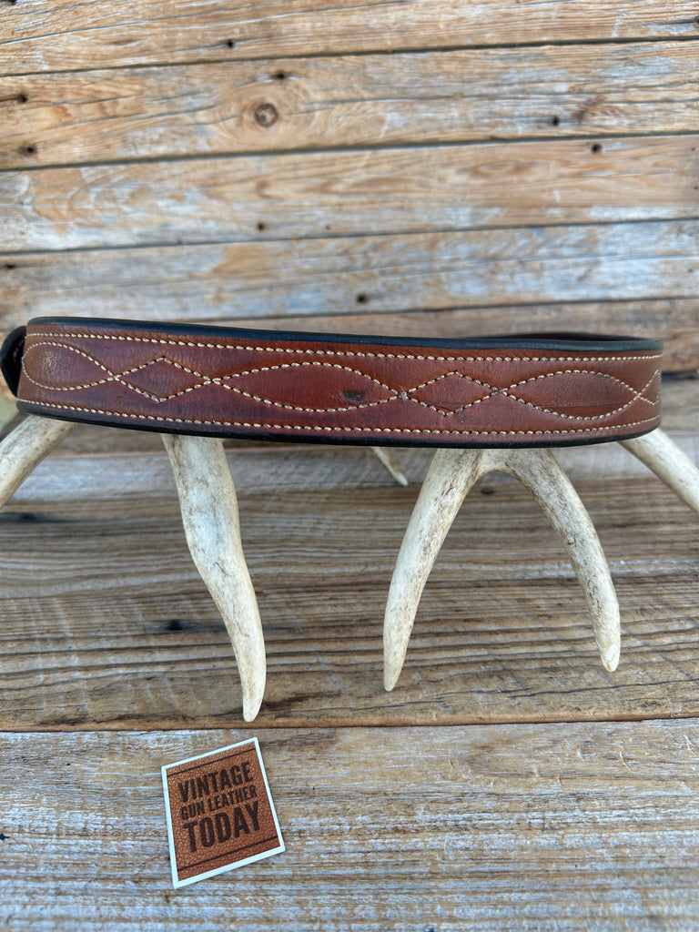 Vintage Earnie Hill Speed Brown Leather Fancy Stitched Lined Gun Belt SZ 40