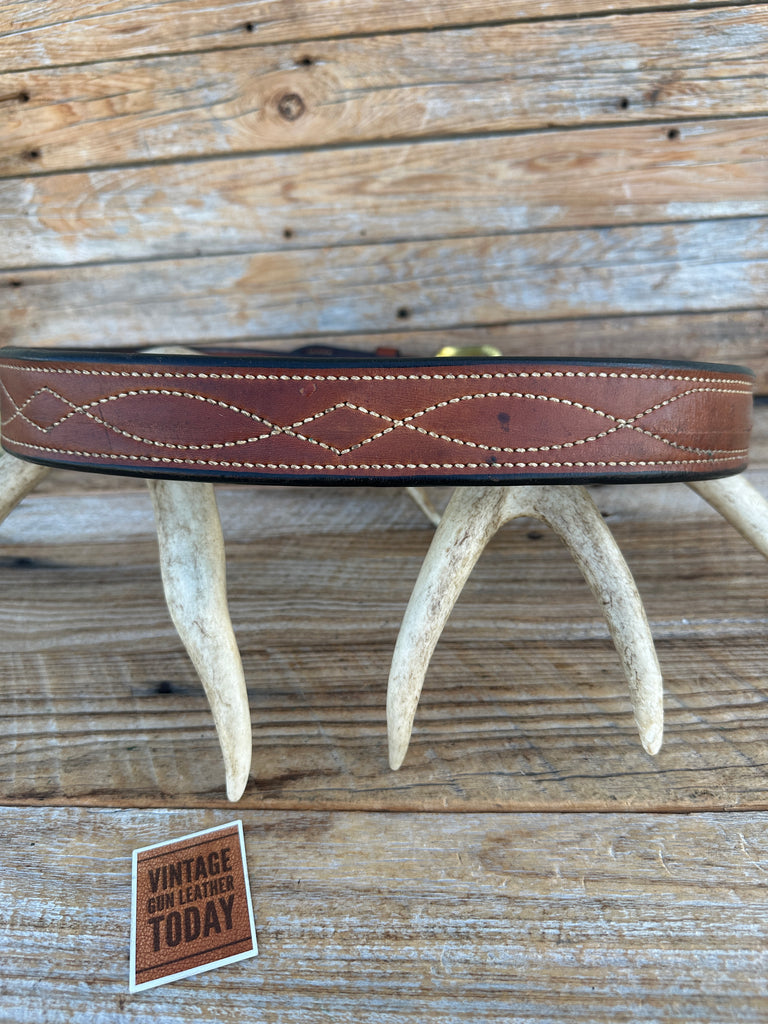 Vintage Earnie Hill Speed Brown Leather Fancy Stitched Lined Gun Belt SZ 40