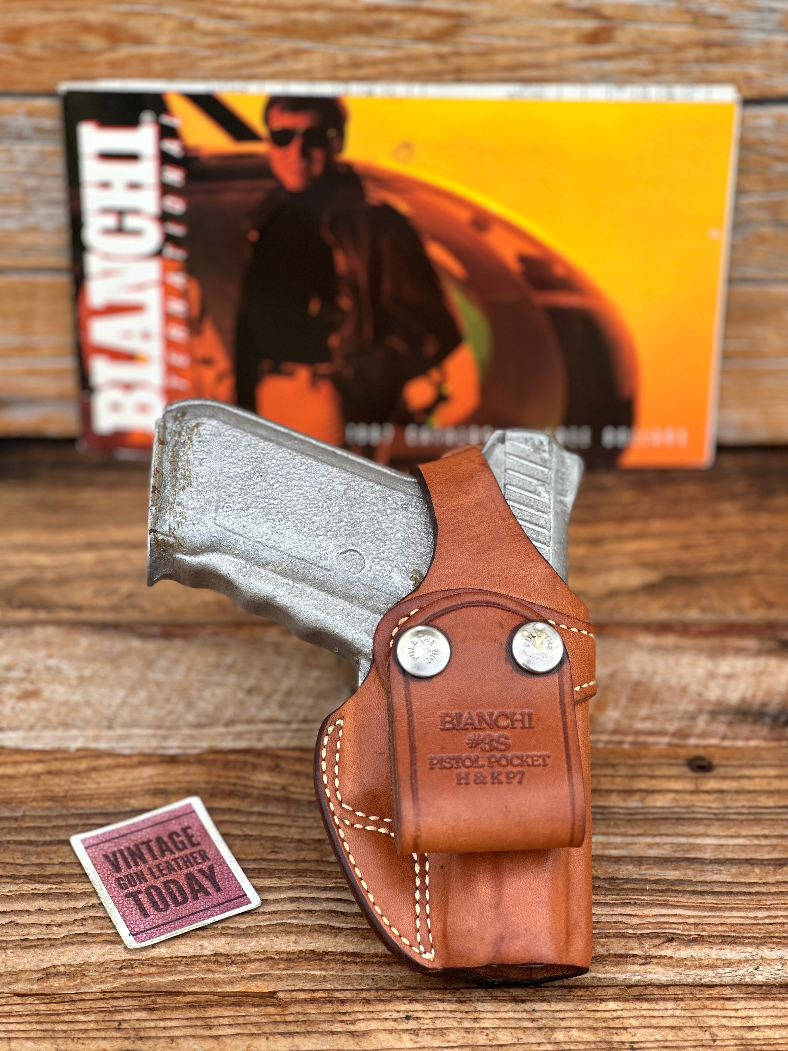 BIANCHI #104M レザー バスケットウェーブ ホルスター Vintage Bianchi Leather Pistol Pocket IWB Holster For Heckler Koch