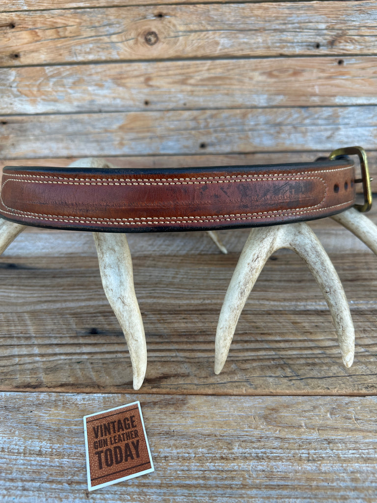 Vintage Earnie Hill Speed Brown Leather Fancy Stitched Lined Gun Belt SZ 40