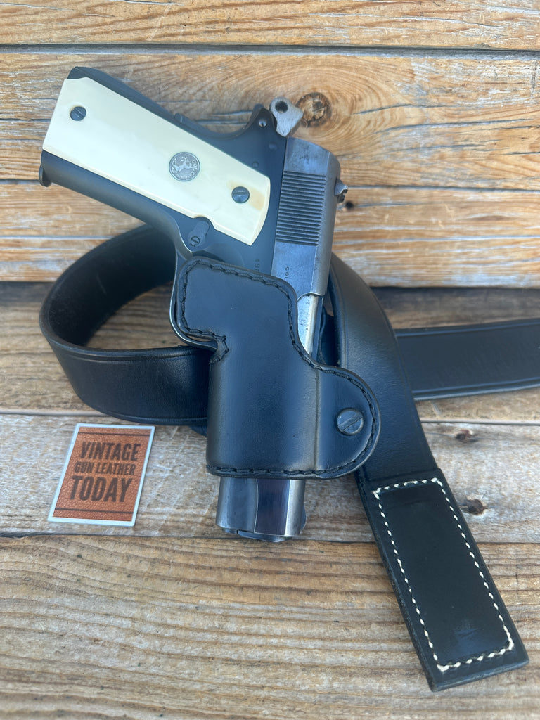 Vintage Hellweg #220A Black Leather OWB Lined Holster For Colt 45 1911 Right