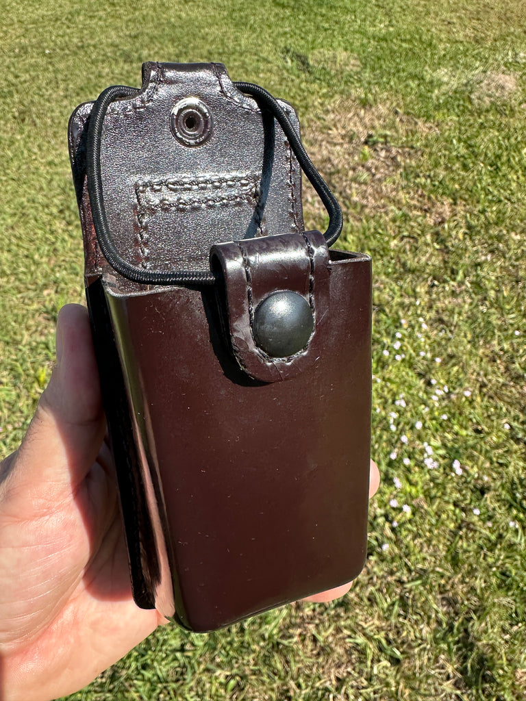 Vintage Don Hume Brown Gloss Clarino Leather Portable Radio Holder E Style