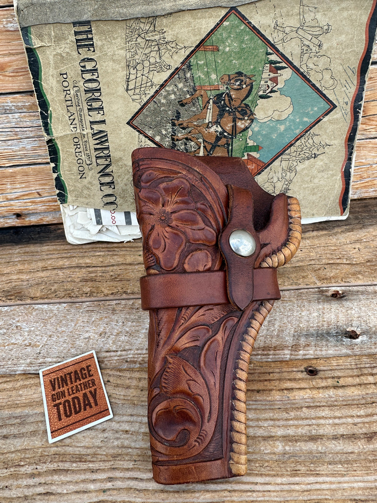Pre 1941 George Lawrence Floral Carved Leather Holster For 4" S&W .32 I Revolver