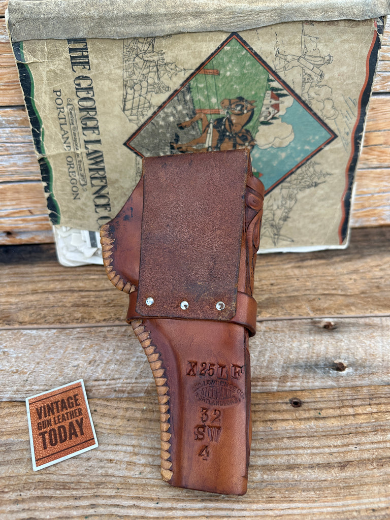 Pre 1941 George Lawrence Floral Carved Leather Holster For 4" S&W .32 I Revolver
