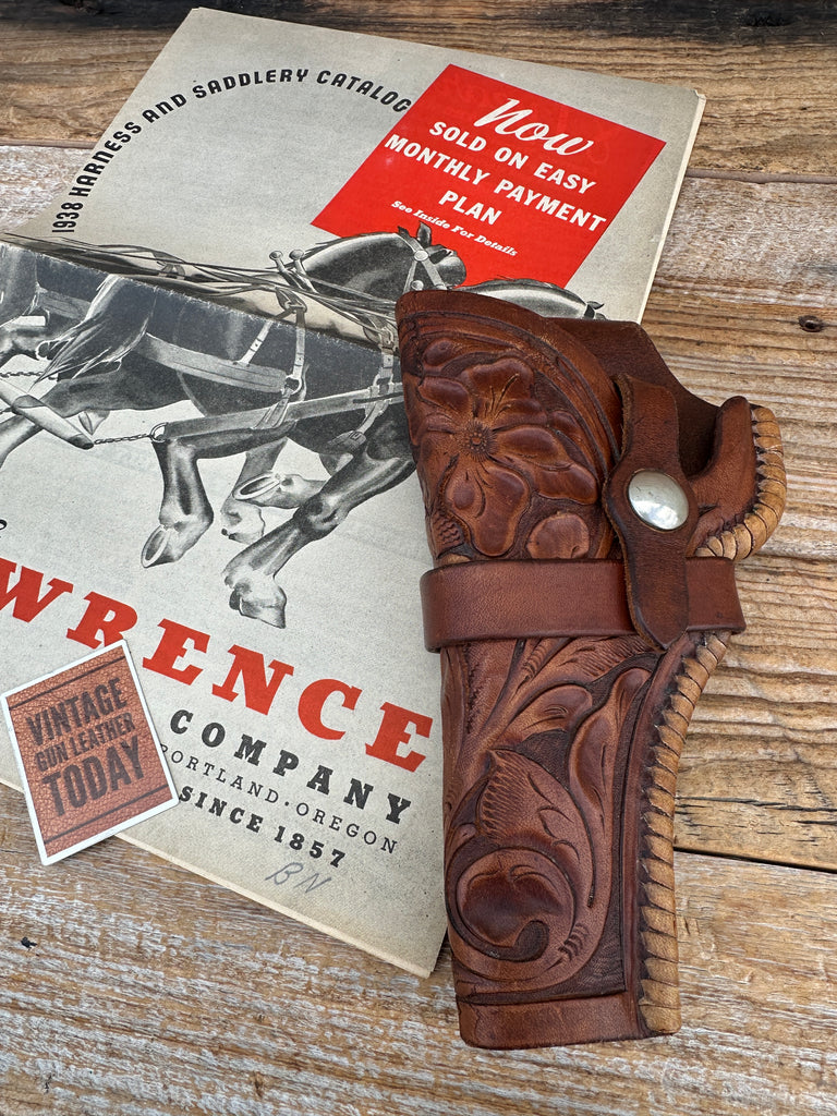 Pre 1941 George Lawrence Floral Carved Leather Holster For 4" S&W .32 I Revolver