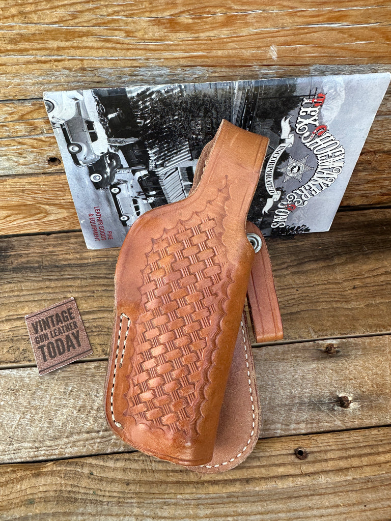 Tex Shoemaker Brown Basket Stamped Leather  PL Paddle Holster For S&W 5906 Right