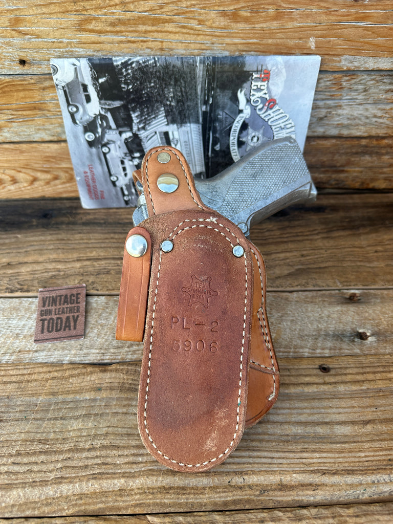 Tex Shoemaker Brown Basket Stamped Leather  PL Paddle Holster For S&W 5906 Right