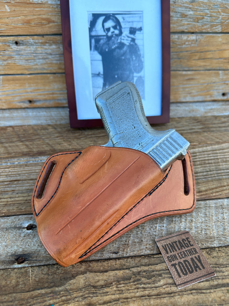 Vintage 91 Thad Rybka Brown Leather OWB Small of Back Holster For GLOCK 19 23 32