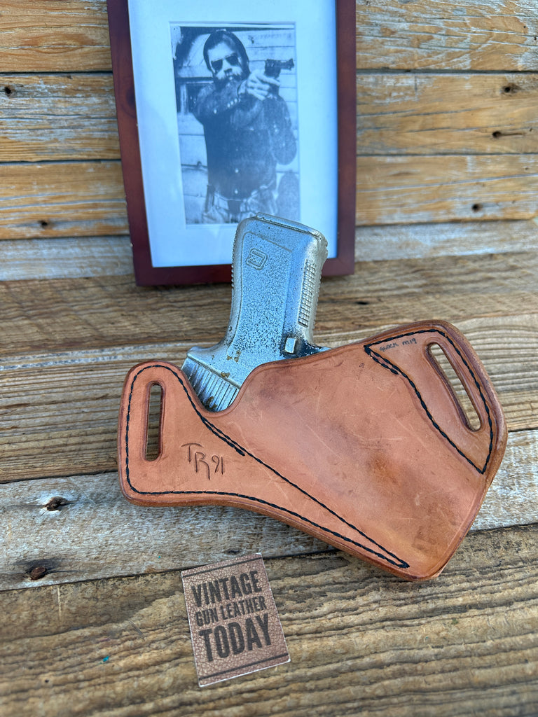 Vintage 91 Thad Rybka Brown Leather OWB Small of Back Holster For GLOCK 19 23 32