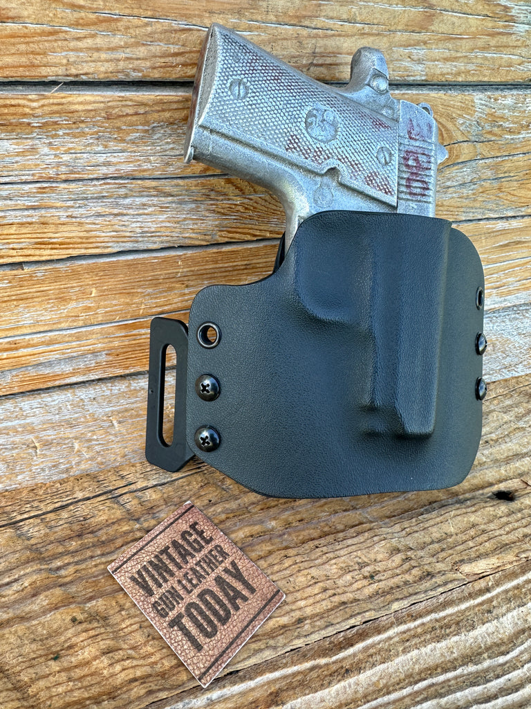 Black Kydex OWB Open Top Holster For Colt .380 Mustang Right Draw