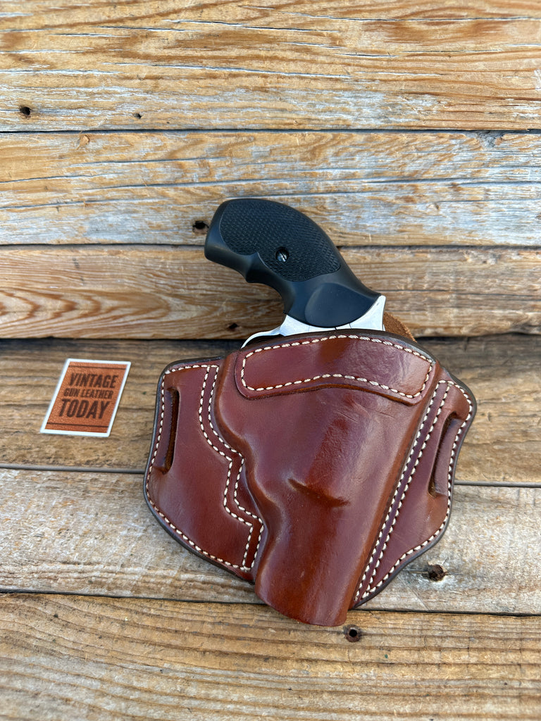 AZULA Brown Leather OWB Open Top Holster For Ruger SP101 2.25"