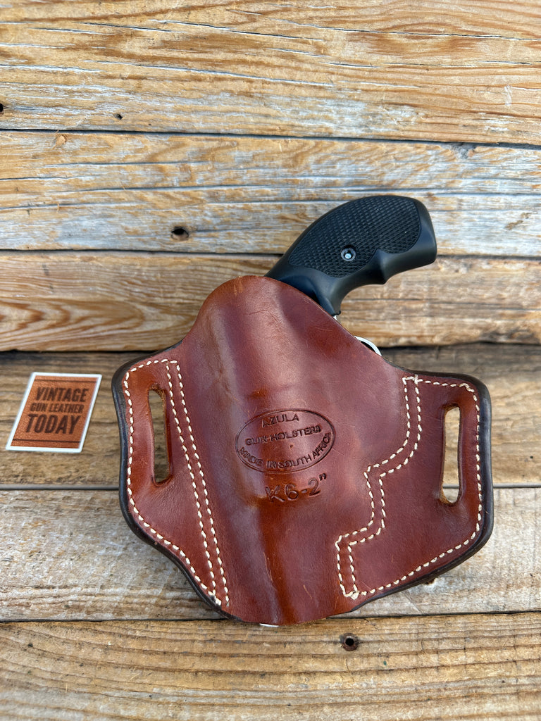 AZULA Brown Leather OWB Open Top Holster For Ruger SP101 2.25"