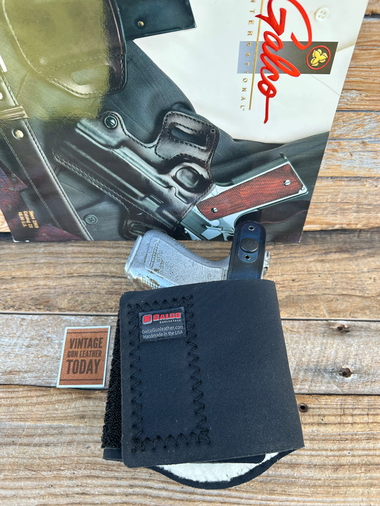 GALCO Angle Glove Black Leather Padded Ankle Holster For GLOCK 19 23 32