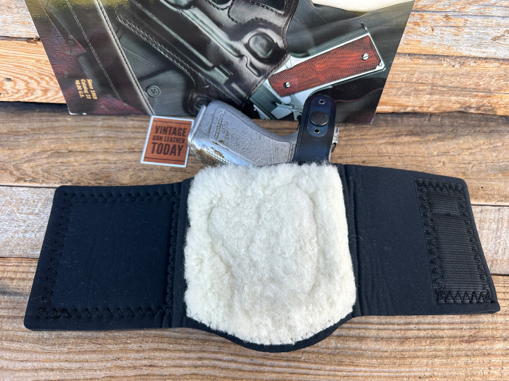 GALCO Angle Glove Black Leather Padded Ankle Holster For GLOCK 19 23 32