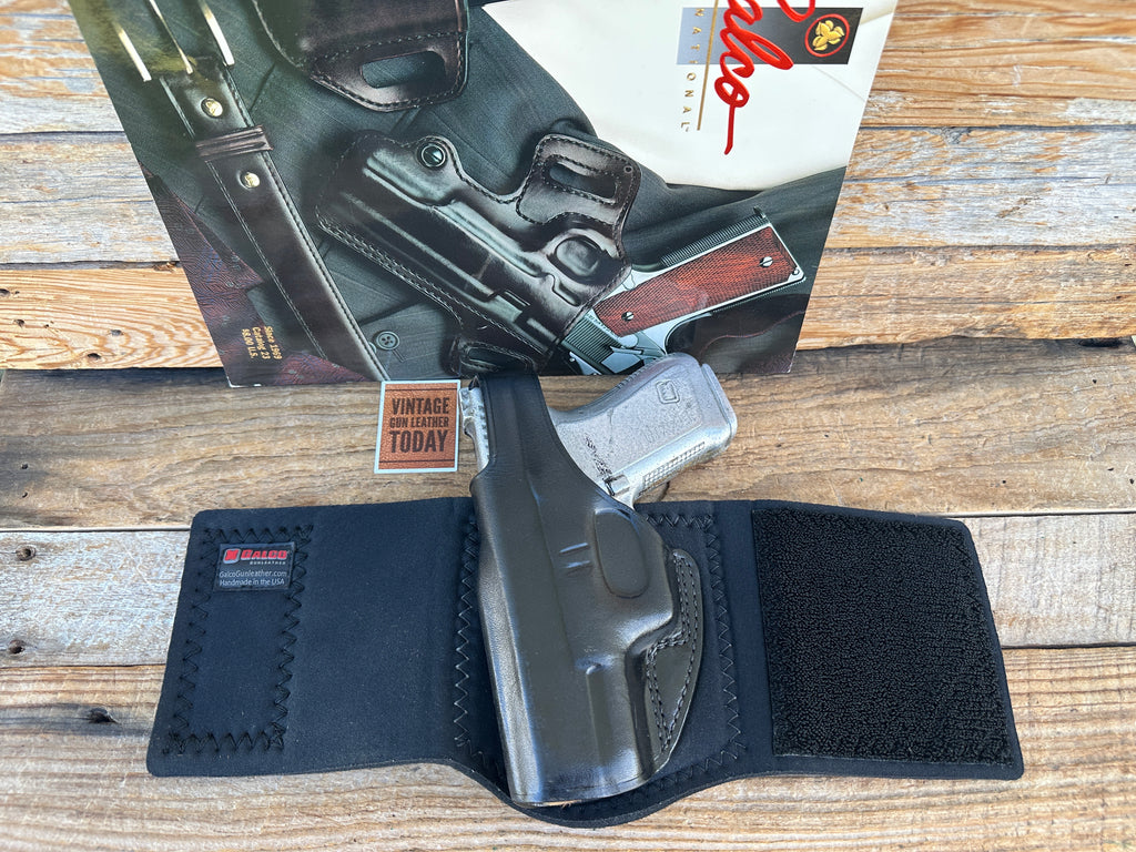 GALCO Angle Glove Black Leather Padded Ankle Holster For GLOCK 19 23 32