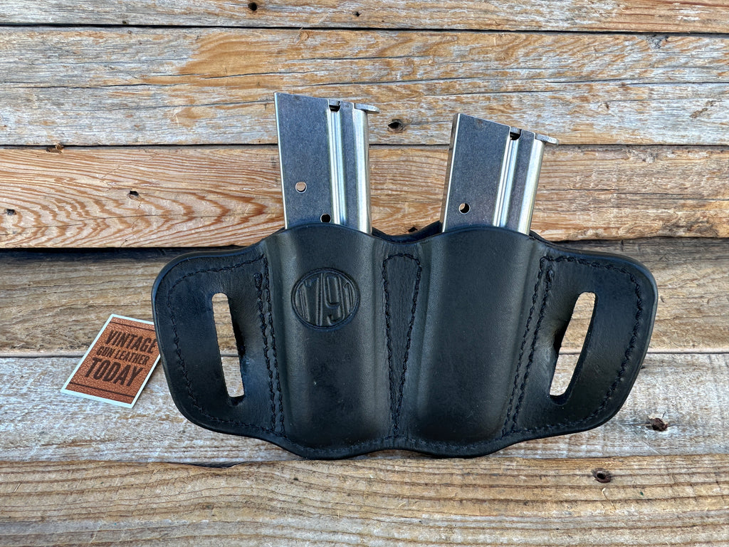 1791 Black Leather Double Magazine Carrier For colt 45 1911 Steel Single Stack