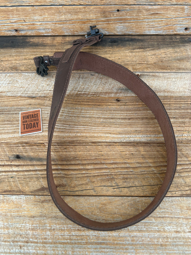 Dark Brown Leather Lined 1 5/8" Rifle Sling with 2 Sling Swivels