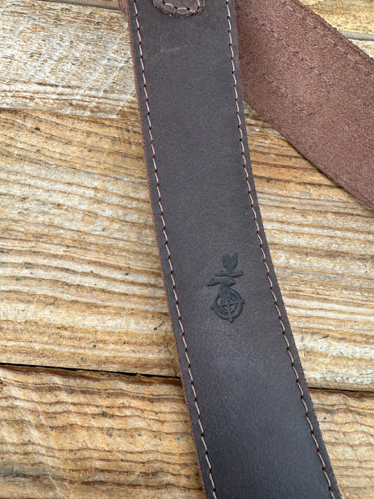 Dark Brown Leather Lined 1 5/8" Rifle Sling with 2 Sling Swivels