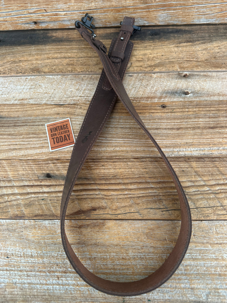 Dark Brown Leather Lined 1 5/8" Rifle Sling with 2 Sling Swivels