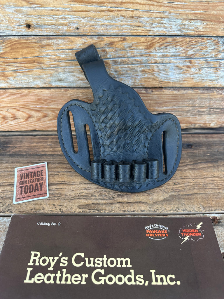 Vintage Roys Black Basket Leather OWB Holster For Charter Arms Bulldog .44 Loops