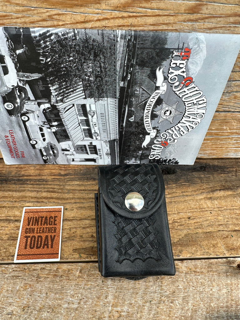 Vintage Tex Shoemaker Black Basket Leather Multi Use Case 1005