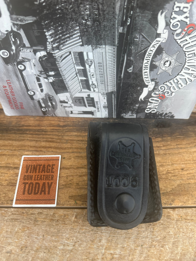 Vintage Tex Shoemaker Black Basket Leather Multi Use Case 1005