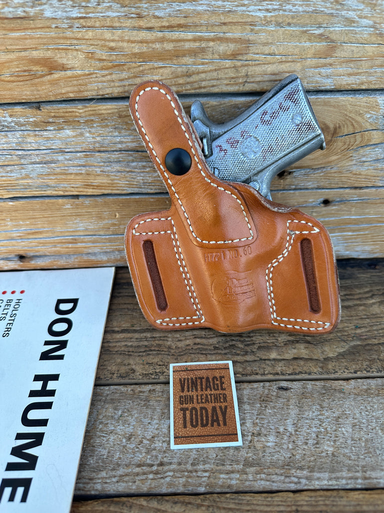 Vintage Don Hume Brown Leather H721 OWB Holster For Colt Mustang .380 Right
