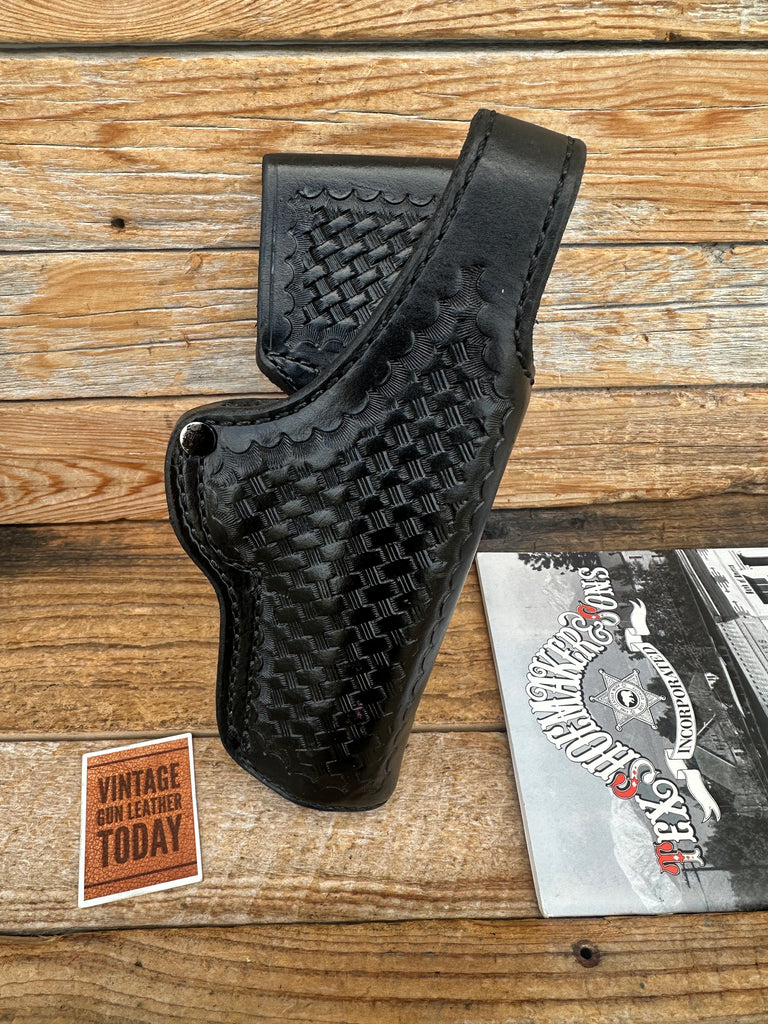Vintage Tex Shoemaker Black Basket Leather Lined OWB Holster For GLOCK 17 22 31