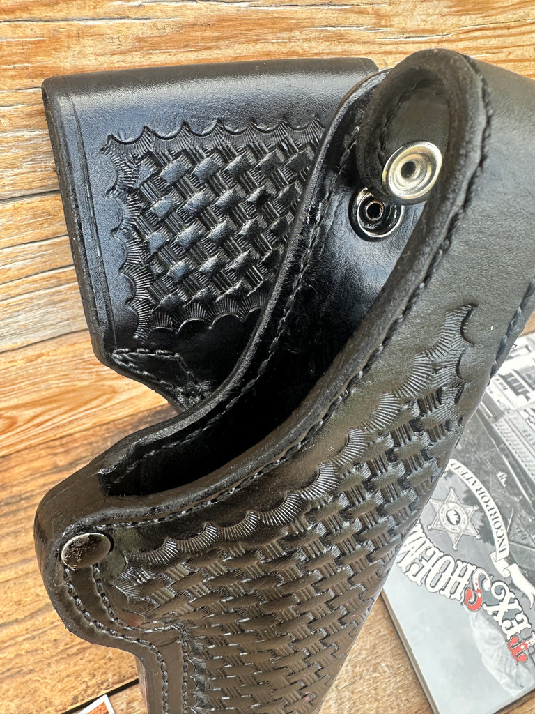 Vintage Tex Shoemaker Black Basket Leather Lined OWB Holster For GLOCK 17 22 31